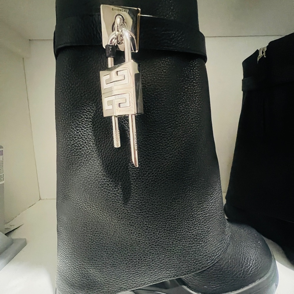 Givenchy Black Heeled Boots with Silver Accent